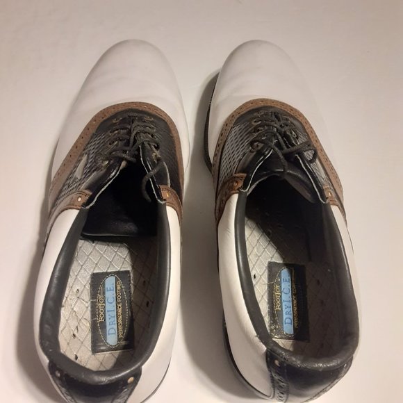 Footjoy Men's Dry ICE White/Black/Brown Soft Spike Golf Shoes 59905P Size 10.5W - Picture 5 of 8